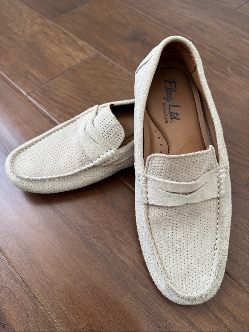 Flag Ltd Men’s Suede Penny Loafers in Beige